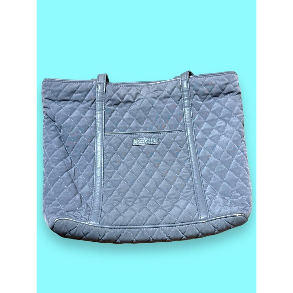 Vera Bradley Small Trimmed Quilted Vera Tote Classic Gray Stylish Bag Purse Cute
